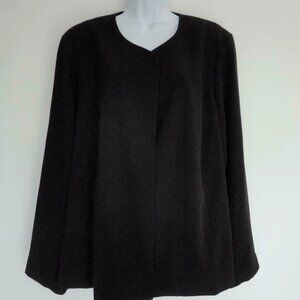 NWT EILEEN FISHER WOMAN Black Round Neck Straight Open Jacket Coat 24W